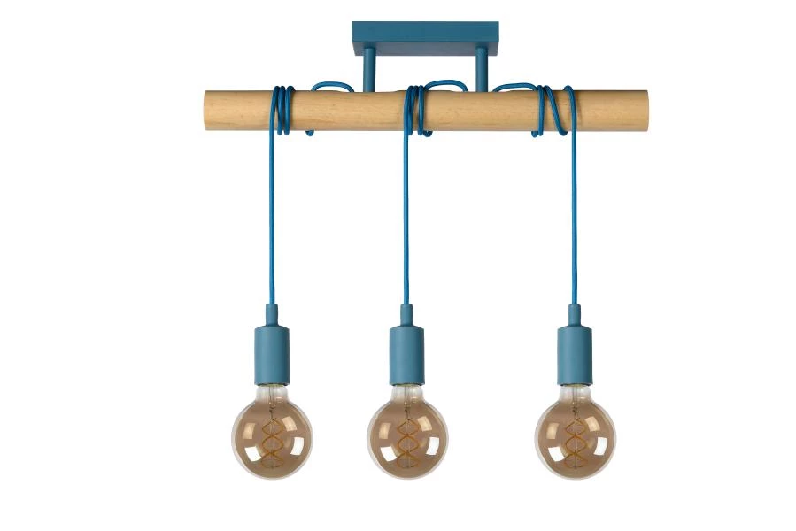 Lucide POLA - Flush ceiling light Children - 3xE27 - Blue - off